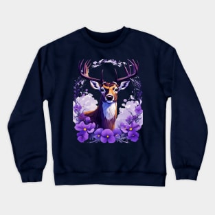 Illinois Deer and Violet Violas Cut Out Crewneck Sweatshirt